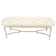 Base in ferro battuto dorato Beige Tappezzato in pelle Panca per finestra A. Hall MINT