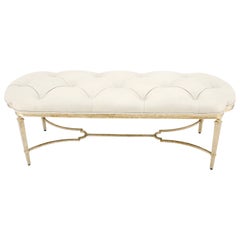 Banc pour fenêtre en fer forgé doré avec base en cuir touffeté beige MINT