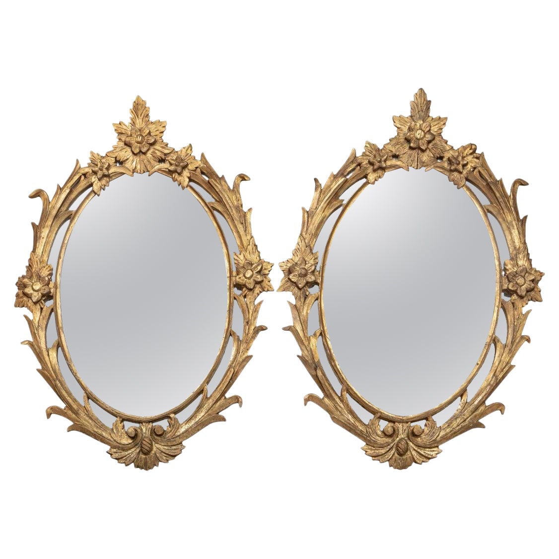 Pair Italian Made Oval Gilt Mirrors