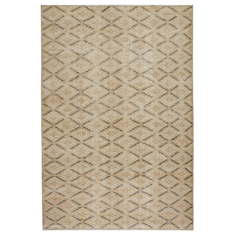 Vintage Zeki Müren Rug in Beige-Brown Geometric Patterns, by Rug and ...