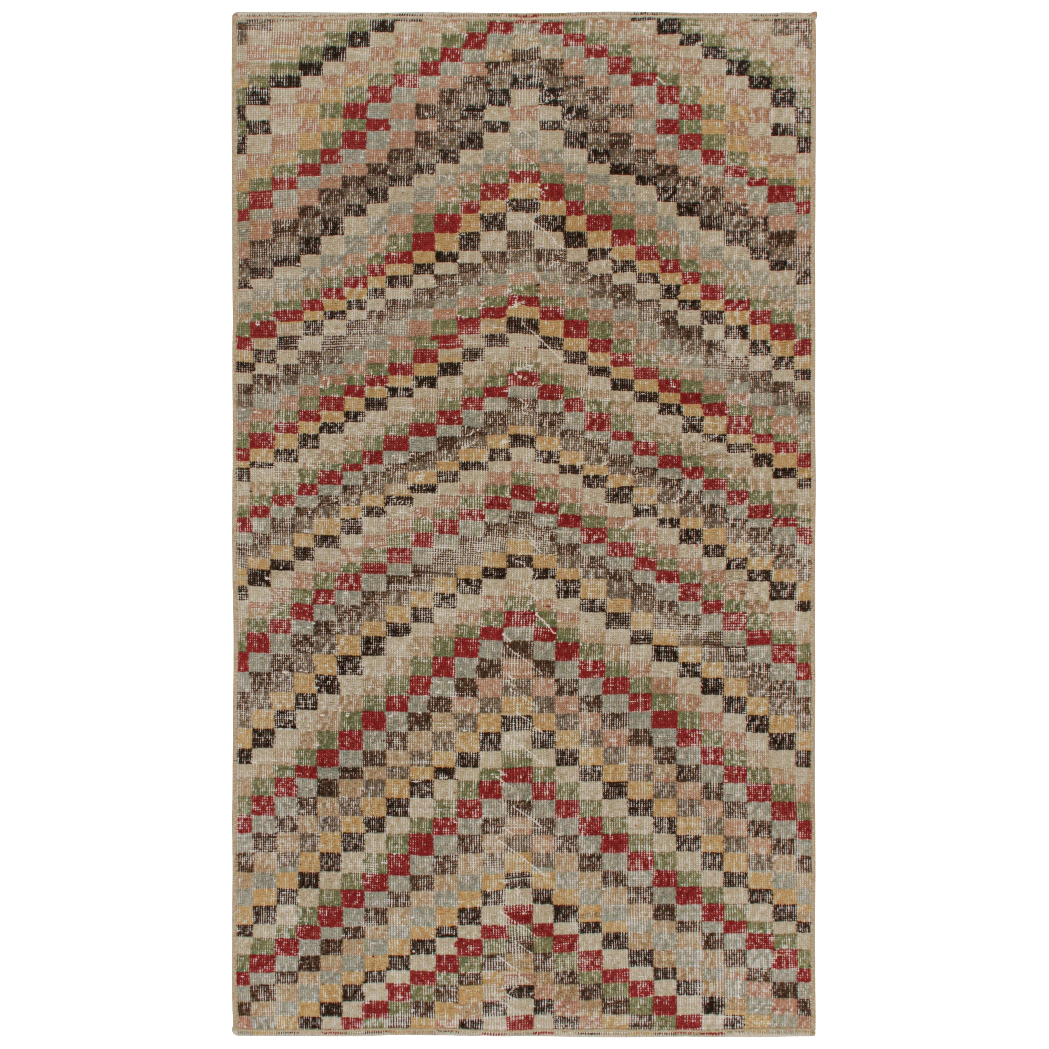 Vintage Zeki Müren Rug in Polychromatic Geometric Patterns, by Rug & Kilim