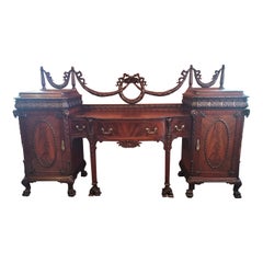 Early 20C Exceptional Chippendale Irish Georgian Style Sideboard by S Hille