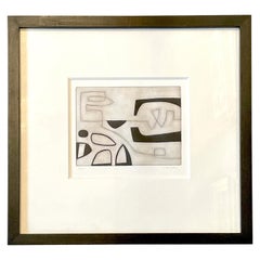 Black and White Abstract Etching by Oliver Gaiger, England, Contemporary
