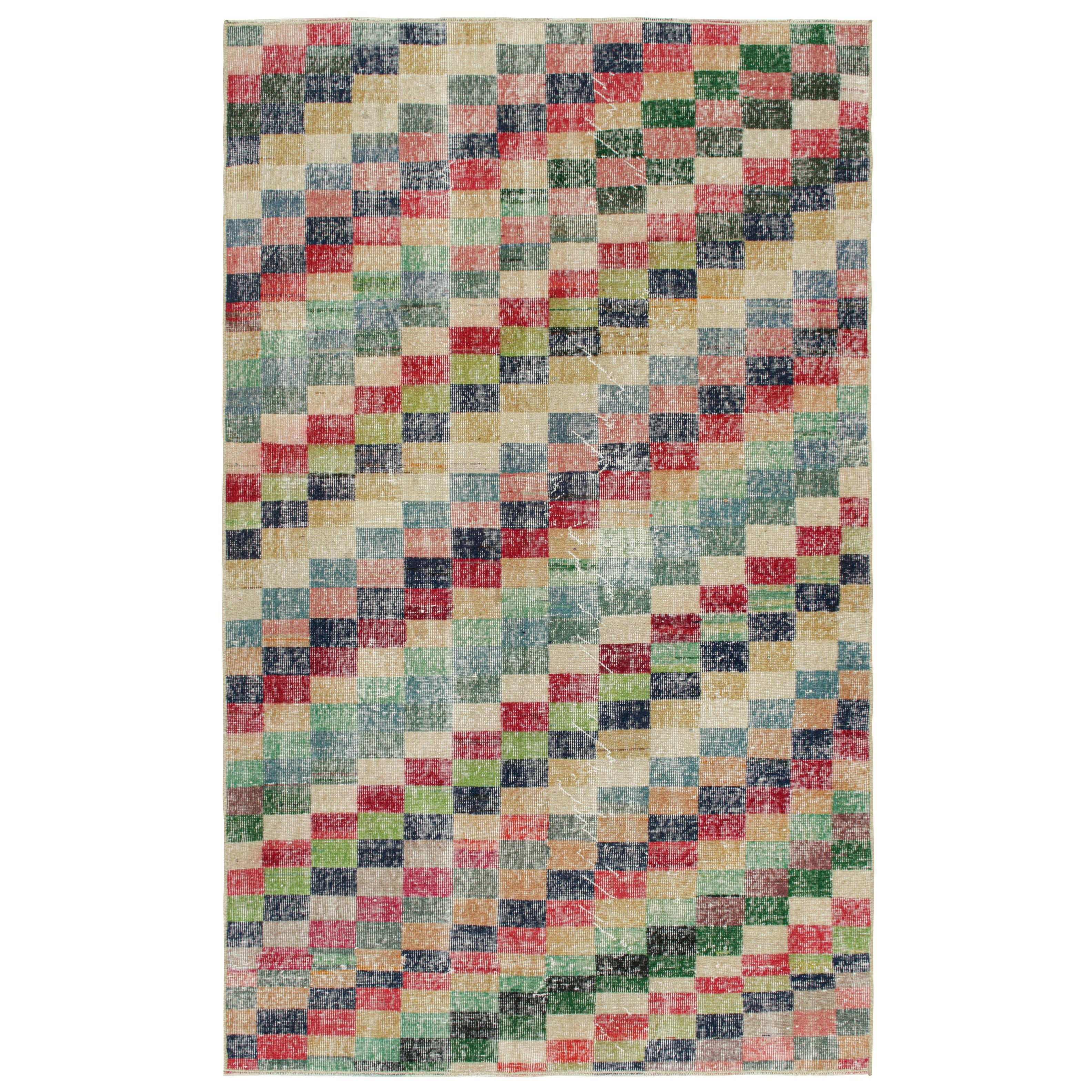 Vintage Zeki Müren Rug in Polychromatic Geometric Patterns, by Rug & Kilim For Sale