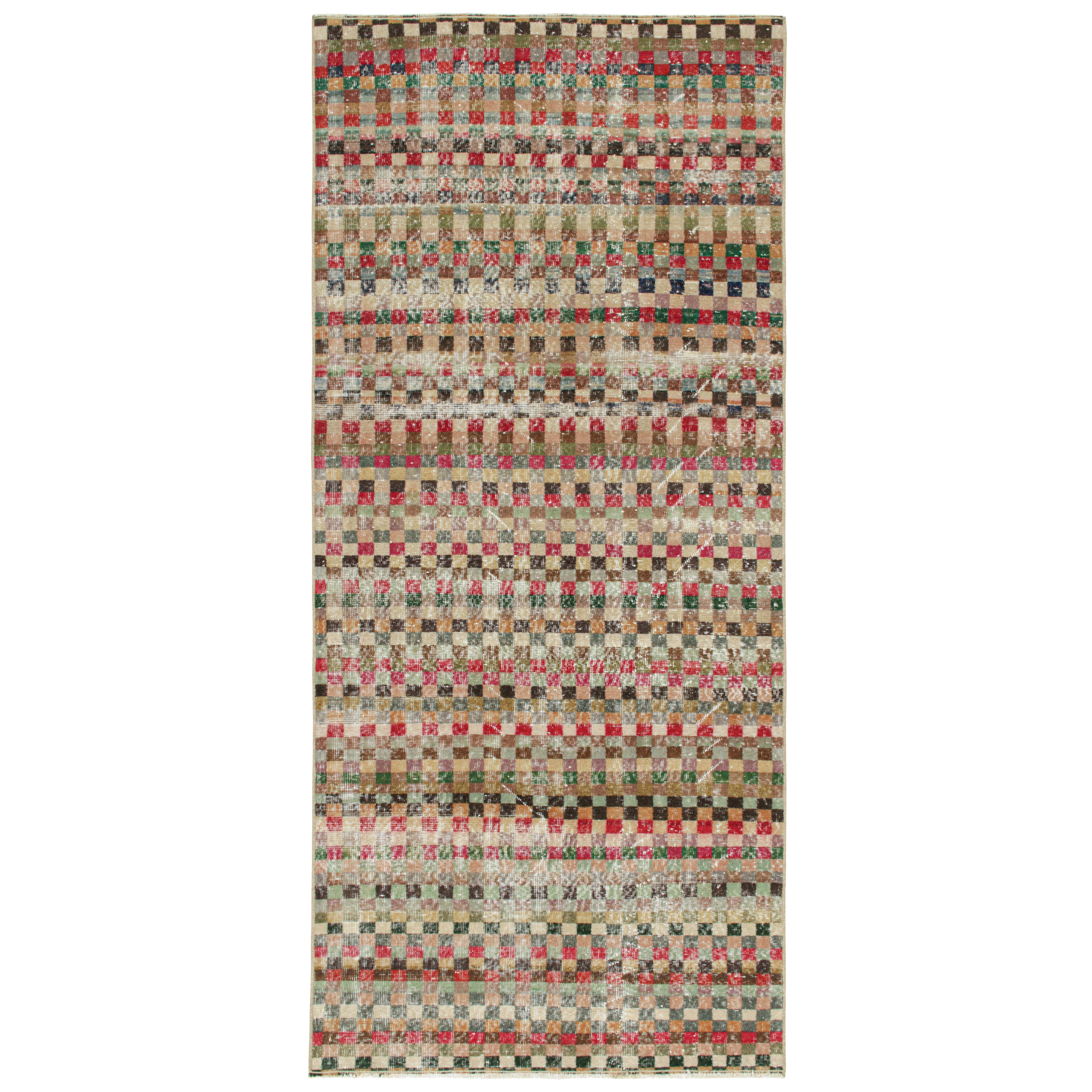 Vintage Zeki Müren Teppich in polychromatischen geometrischen Mustern, von Rug & Kilim
