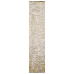Rug & Kilim’s Abstract Runner in Silver-Gray with Ivory Tones