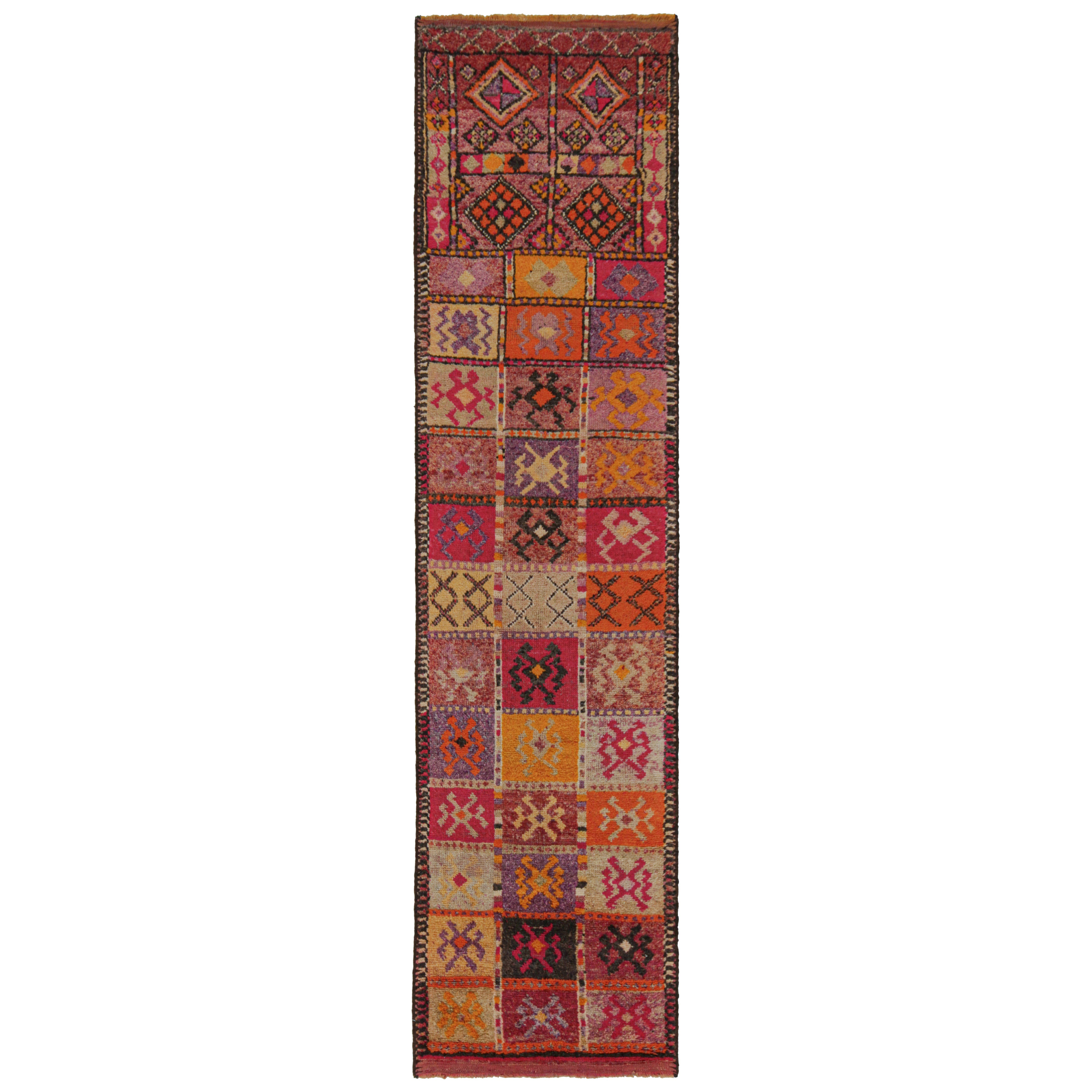 Vintage Turkish Tribal Runner in Polychromatic Tribal Patterns by Rug & Kilim For Sale