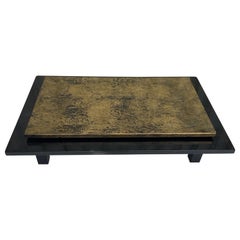 Retro Guy Lefevre Gold Color and Black Lacquer French Coffee Table