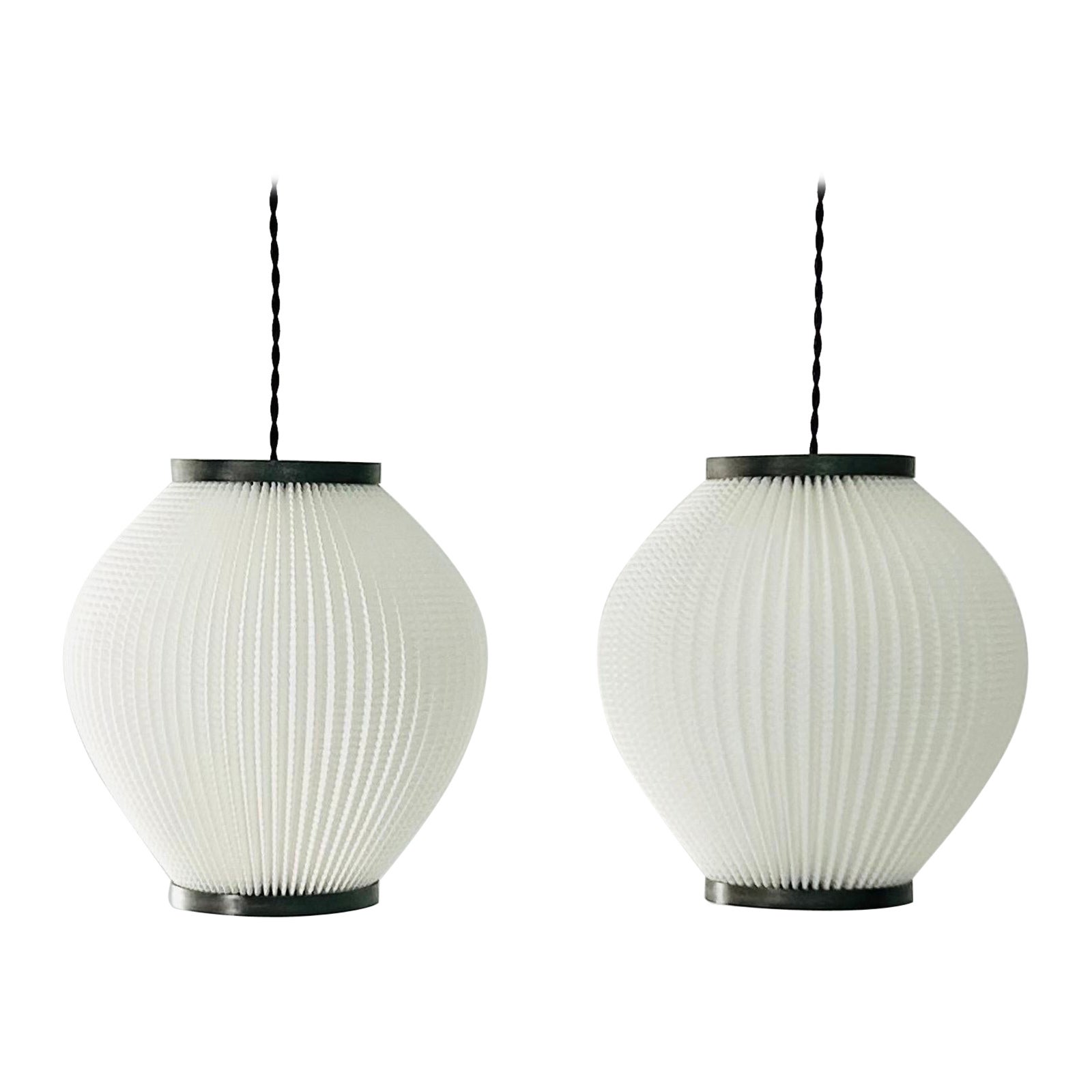 Pair of Pearlshade Pendant Lights by Lars Schioler, 1960s, Denmark