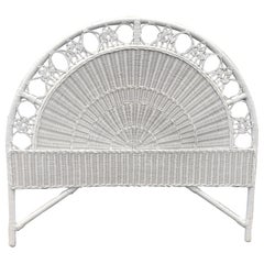 Midcentury Painted Arch Top Wicker Full Size Headboard