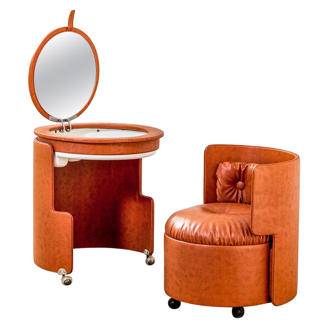 20th Century Luigi Massoni Poltrona Frau Dilly Dally Vanity Dressing Table,  60s For Sale at 1stDibs | luigi massoni vanity, 60s vanity, dilly dally  vanity rattan