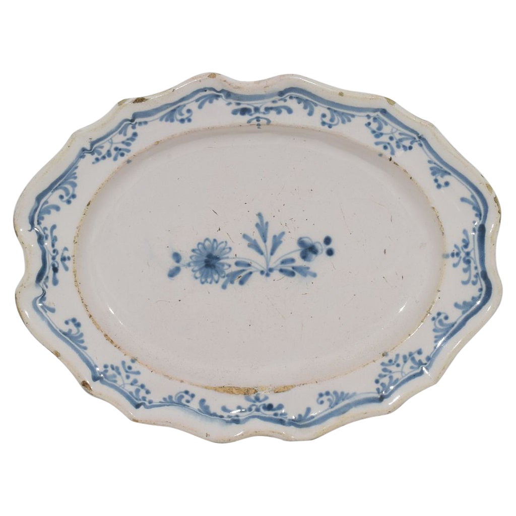 Piatto Rouen in terracotta smaltata francese del XVIII secolo