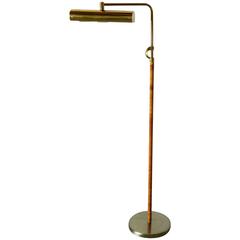 Rattan-Wrapped Brass Reading Lamp