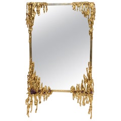 24 Karat Plated "Dripping" Mirror by Claude Victor Boeltz