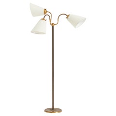Brass Three-Armed Floor Lamp
