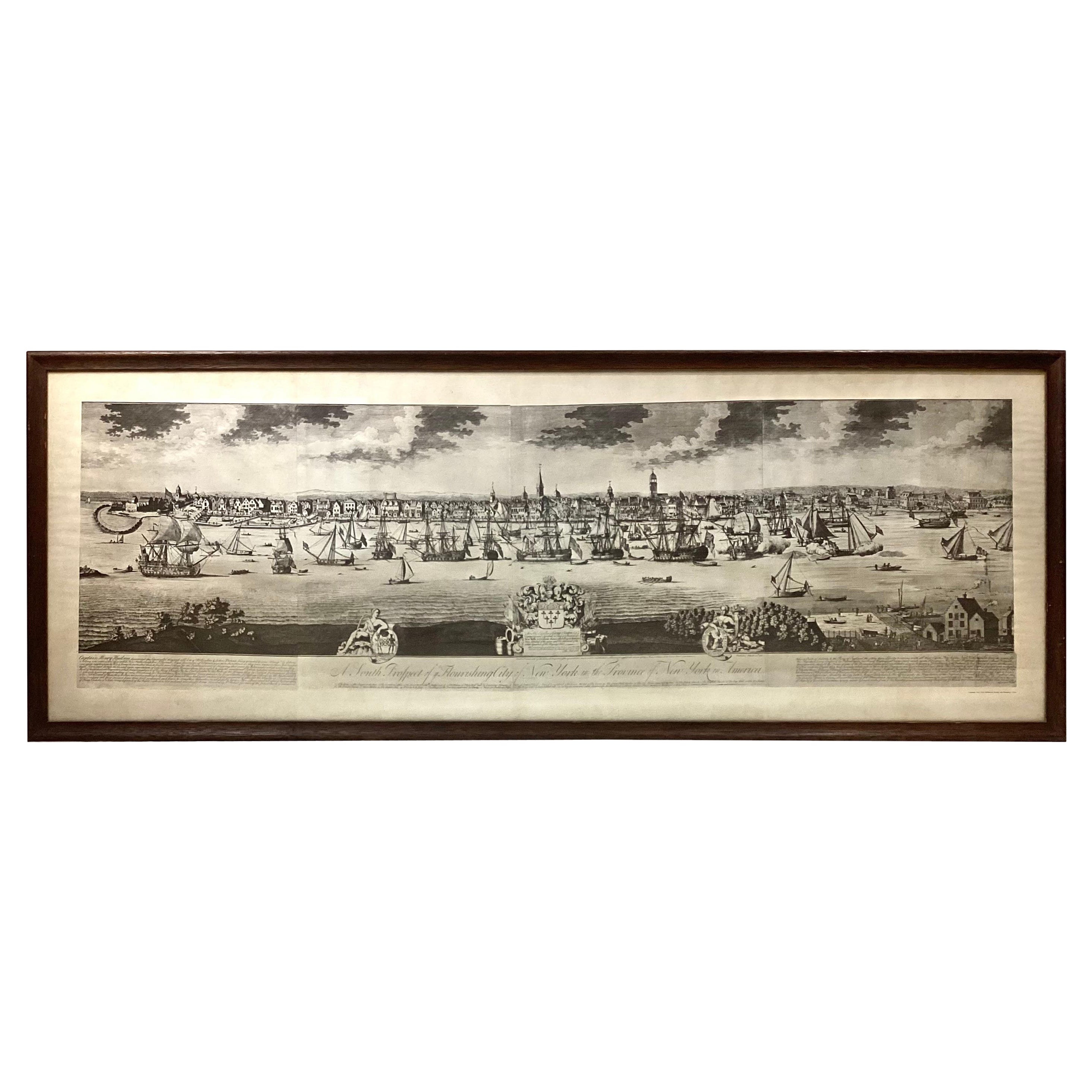 Large Framed Print of Early NYC referred to as The Burgis View 1717