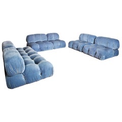 Used Mario Bellini Azure Linen Velvet Camaleonda Sofa for B&B Italia, 1972, Set of 6