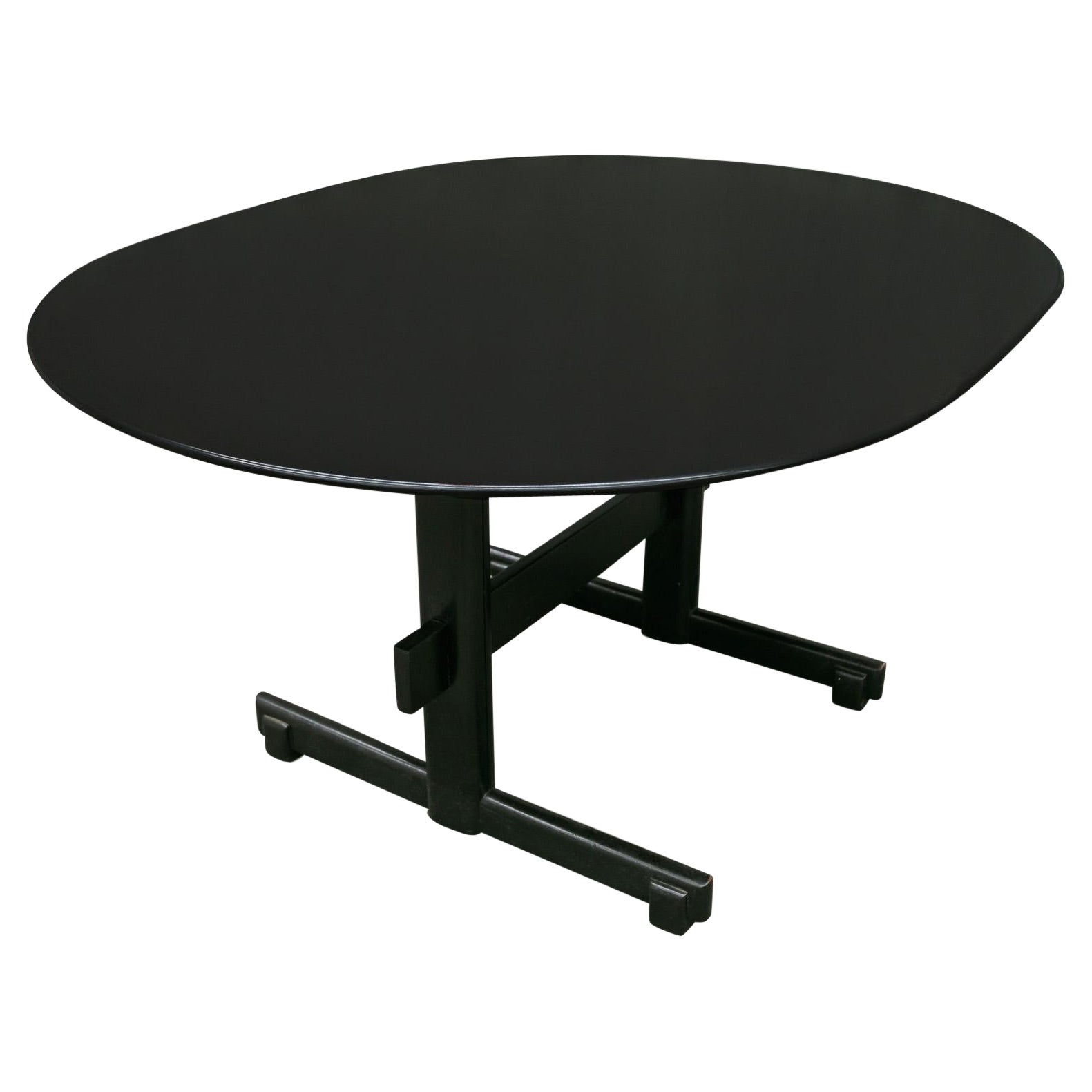 Brazilian Modern Extendable Table in Hardwood with Ebony Finish, Novo Rumo, 1960 For Sale