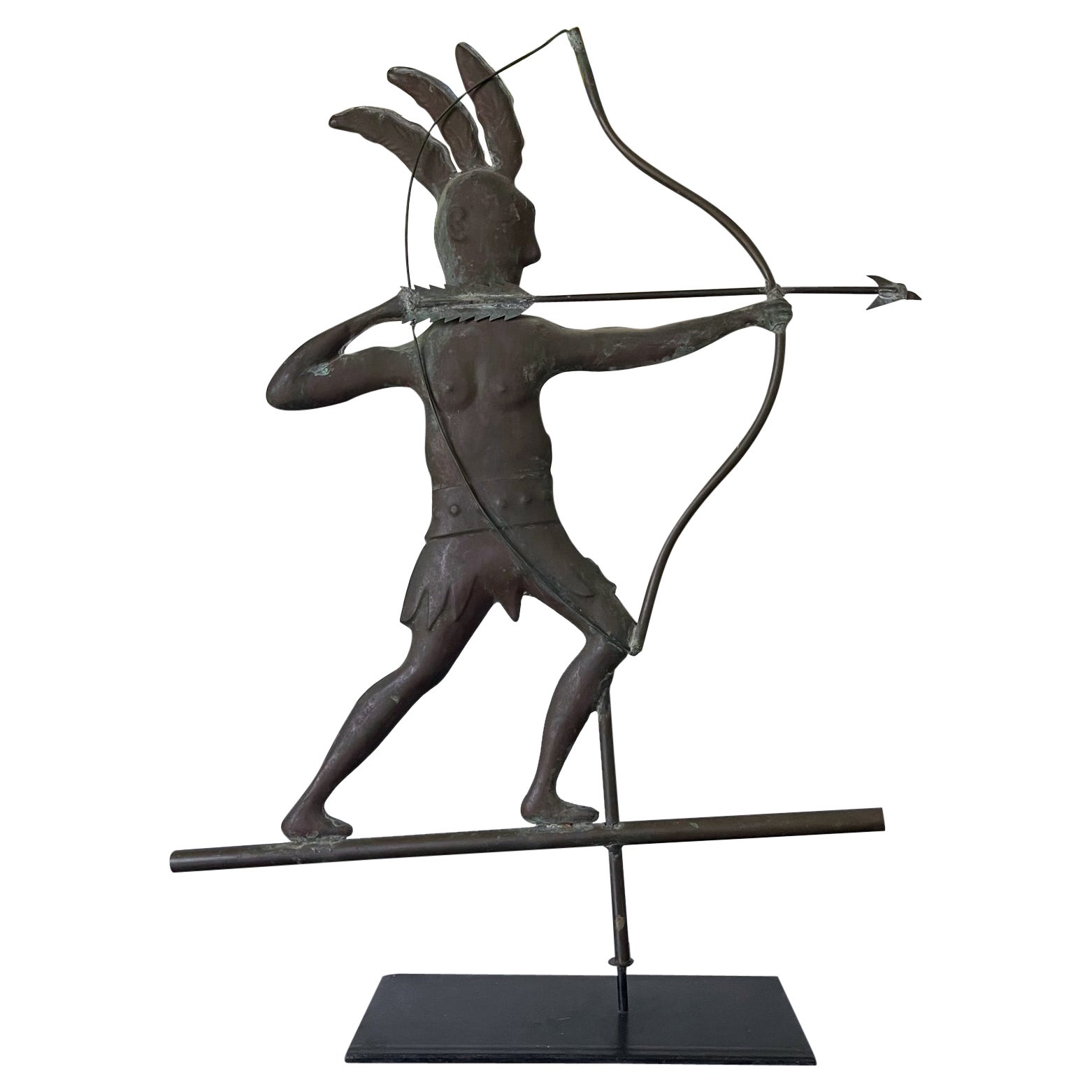 Full Body Weathervane of American Indian Warrior For Sale
