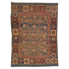 Room Size Vintage Khotan Style Tribal Wool Rug in Blue