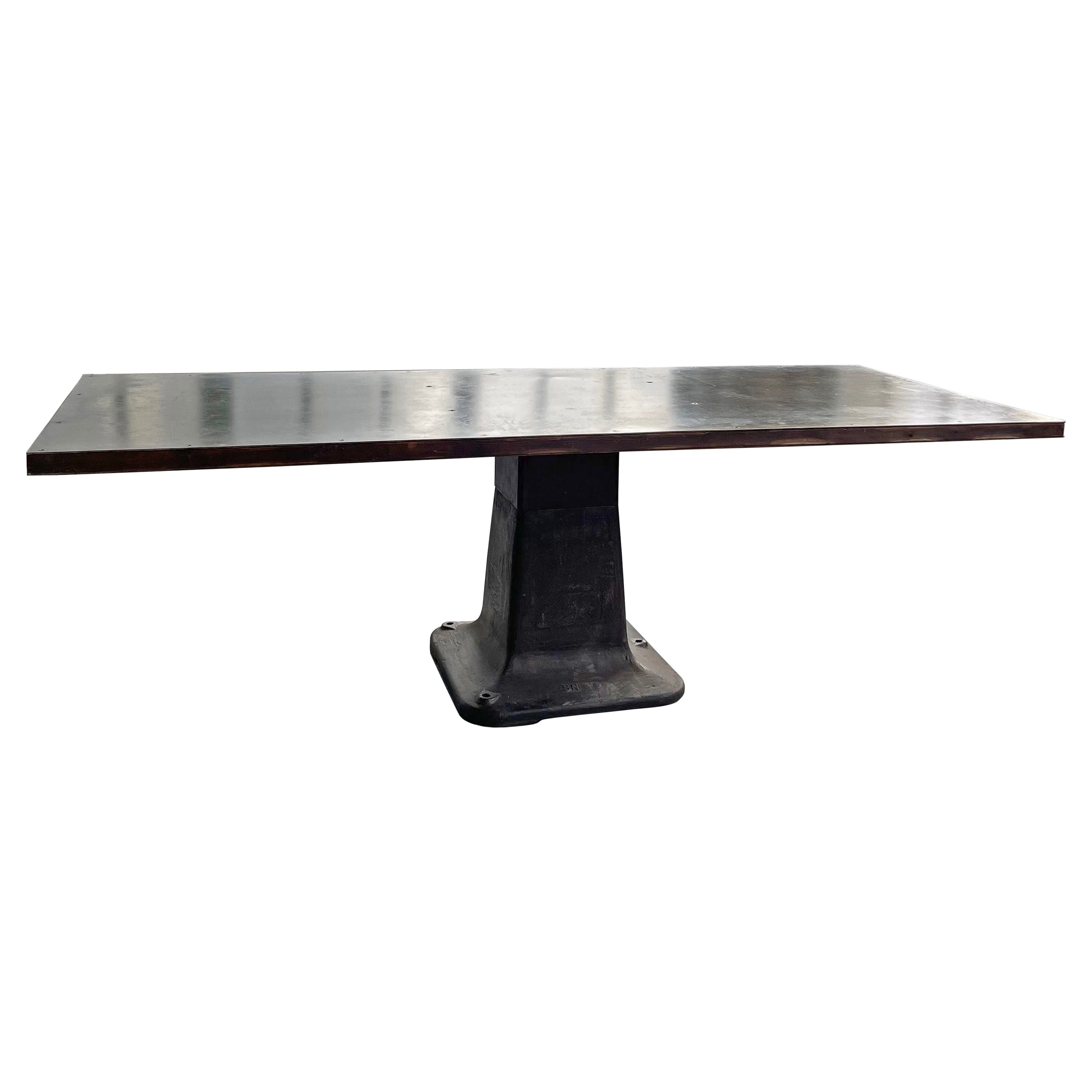 Industrial Blackened Steel Pedestal Table