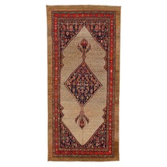 Antique 1900s Persian Hamadan Gallery Wool Rug with Multicolor Medallion Design 