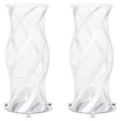 Large Hurricane Candle Holders in Hand Blown Murano Transluscent Glass