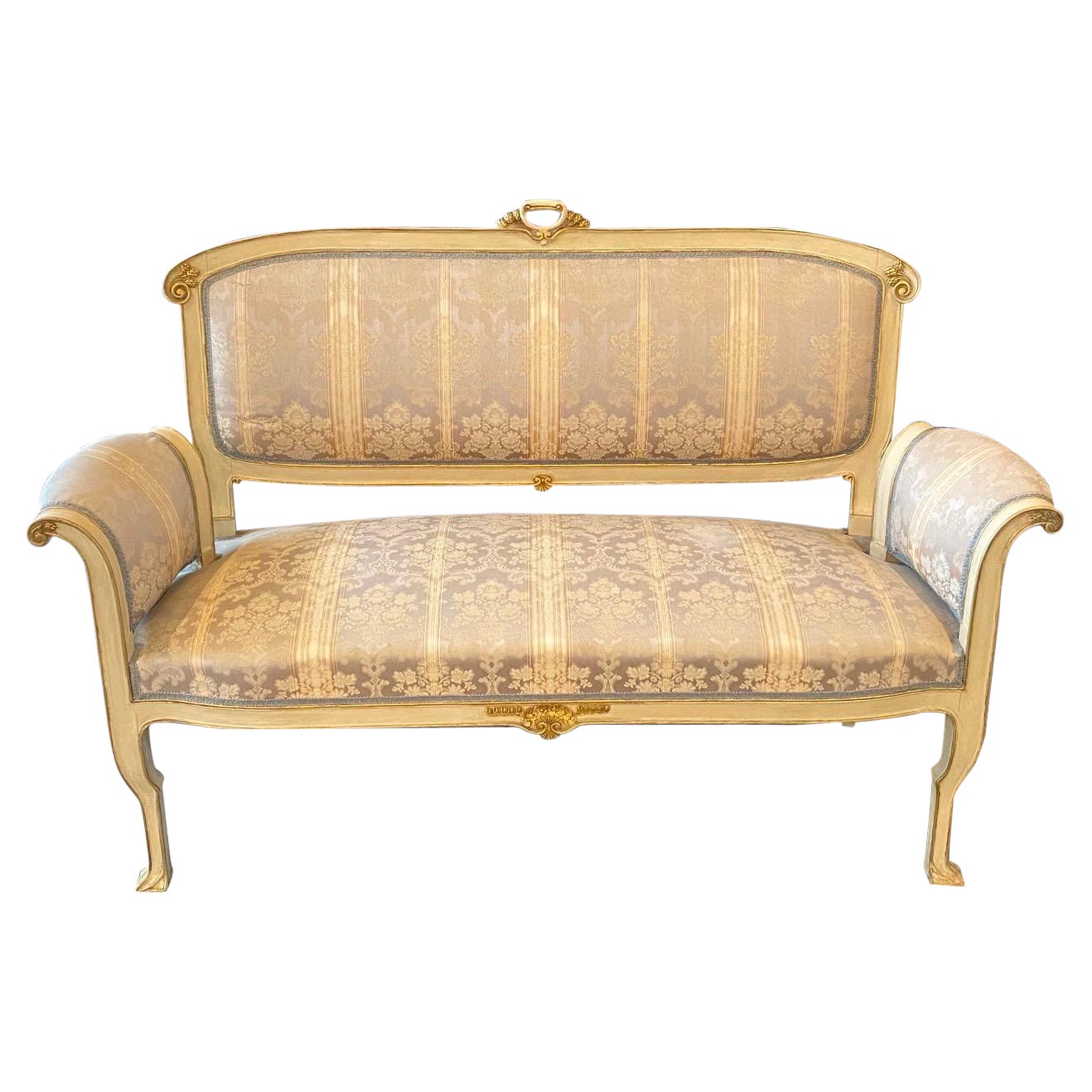 Elegant Art Nouveau Italian Antique Upholstered Sofa