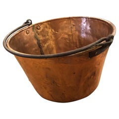 Handsome Antique Copper Cauldron with Impressive Handle