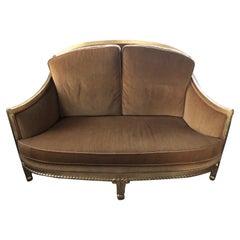 Glamouröser Loveseat aus Mohair und vergoldetem Holz