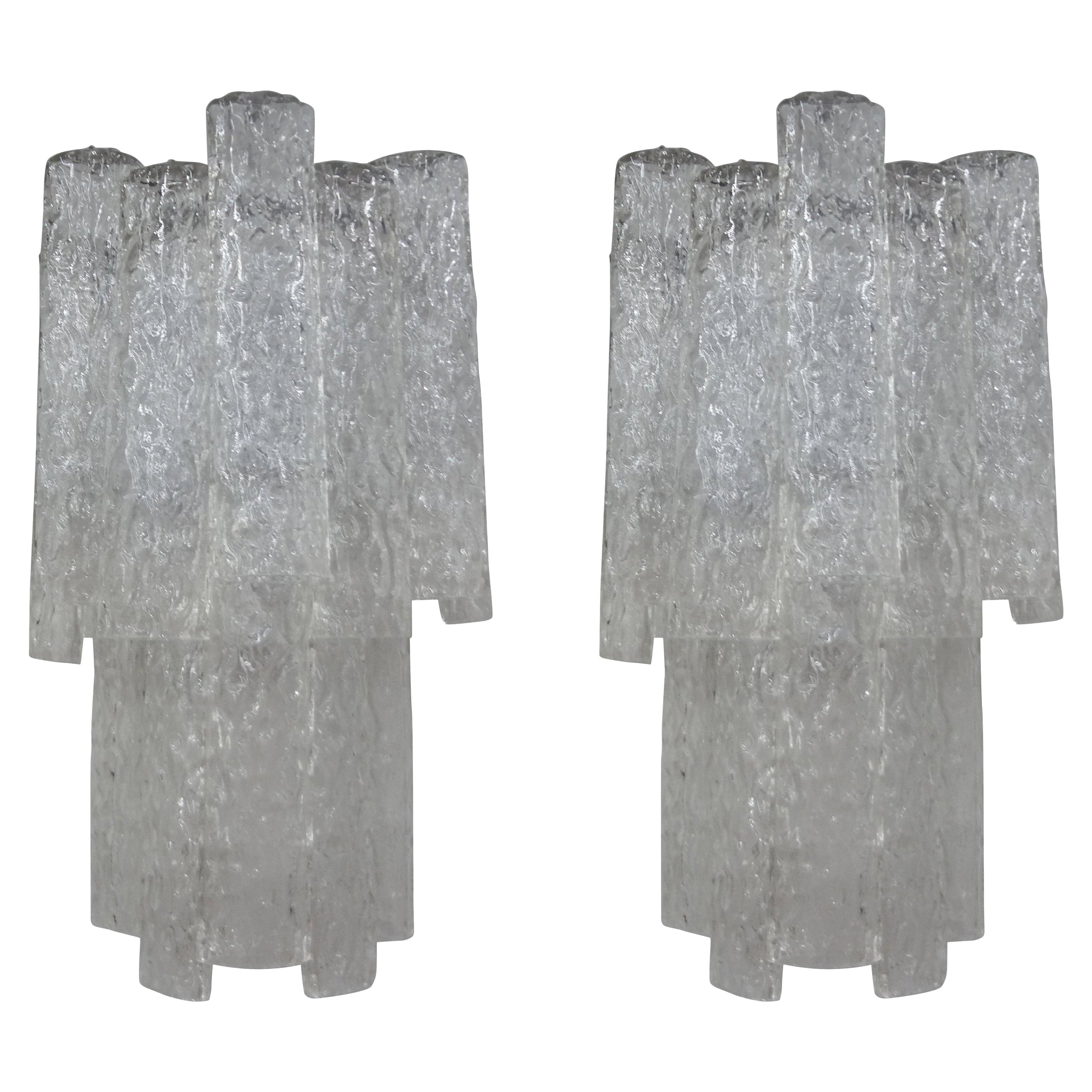 Pair of Toni Zuccheri for Venini Murano Glass Sconces