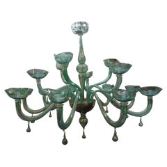 Vintage Huge Murano Glass Chandelier Attributed To Venini