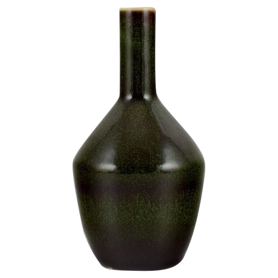 Carl Harry Ståhlane '1920-1990', Rörstrand. Vase in Dark Green and Black Glaze For Sale