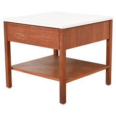 Florence Knoll Mid-Century Modern Walnut Nightstand or Side Table, Circa 1960s