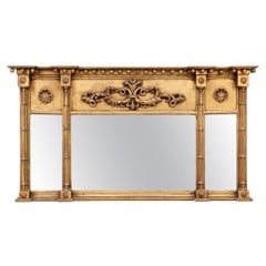 Antique Carved And Gilt Three Part Over-The-Mantel Mirror