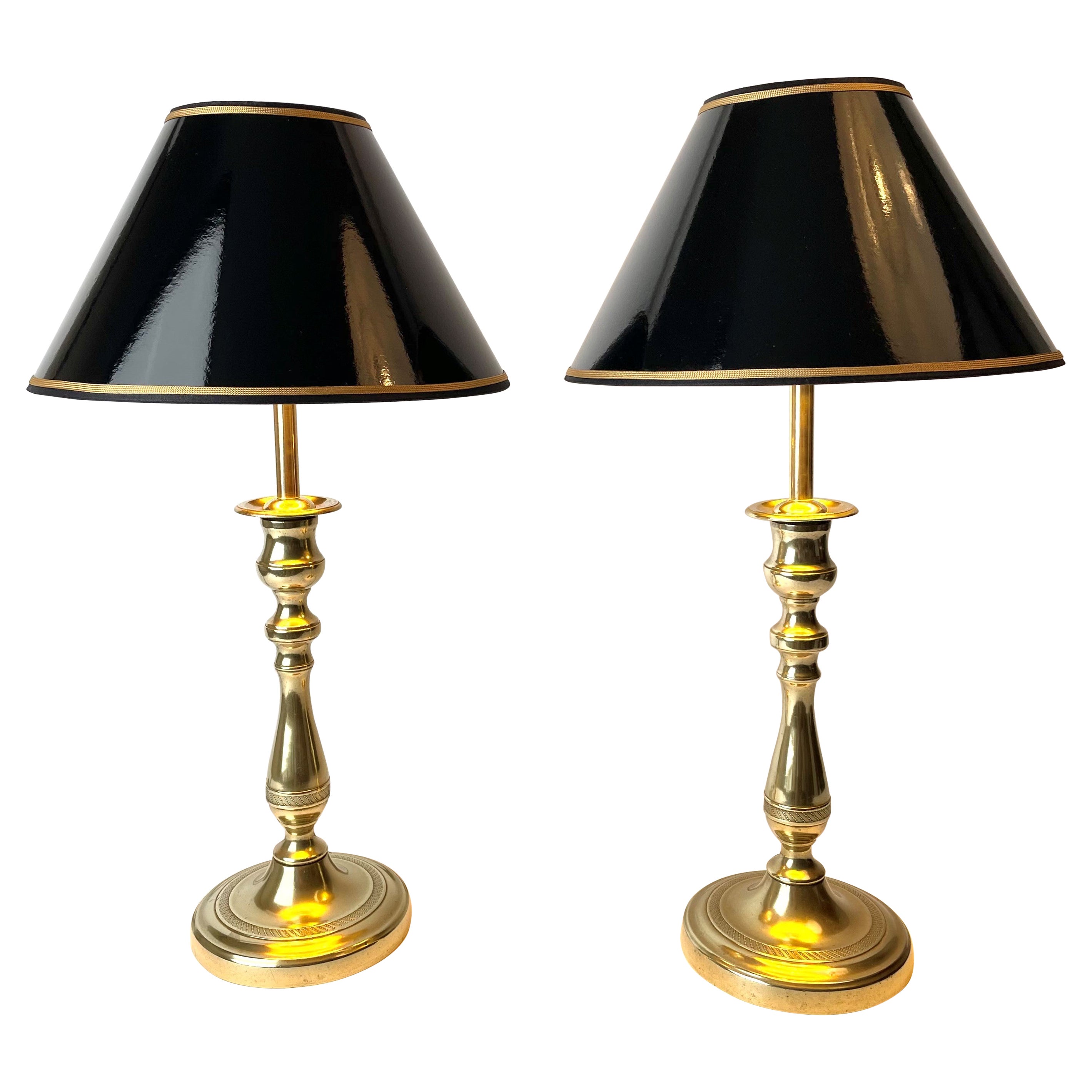 Pair of Table Lamps, Originally Empire Candlesticks