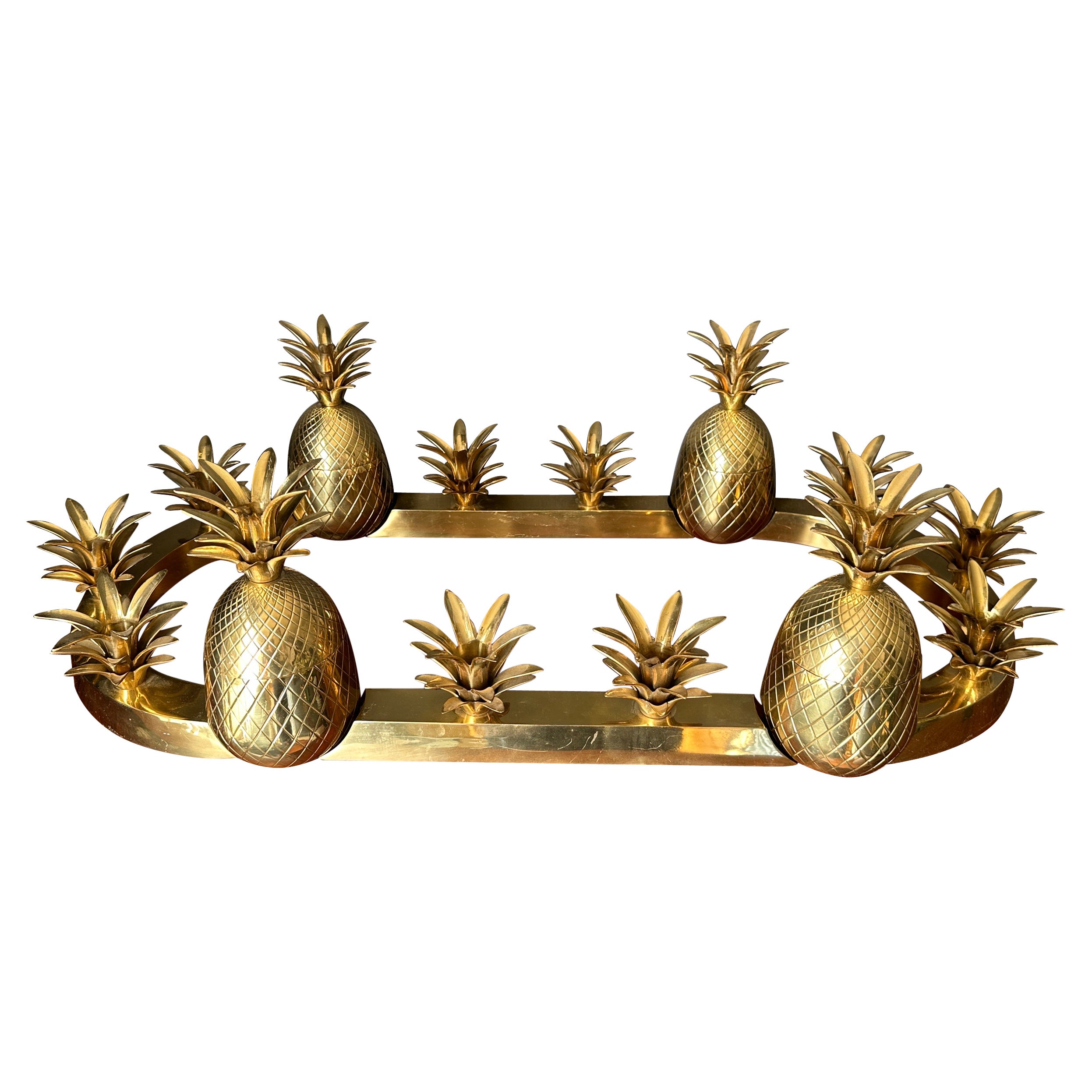 Brass Pineapple Centerpiece Candleholder Candy Dish For Sale