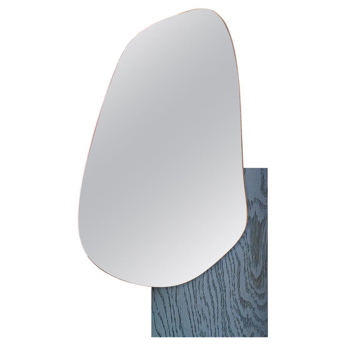 Wall Mirror Lake 3 by Noom with Veneered wood Base For Sale