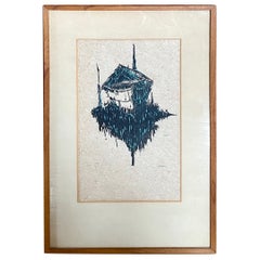 Wood Block Print of Nantucket Dory by Roy Bailey, circa 1963