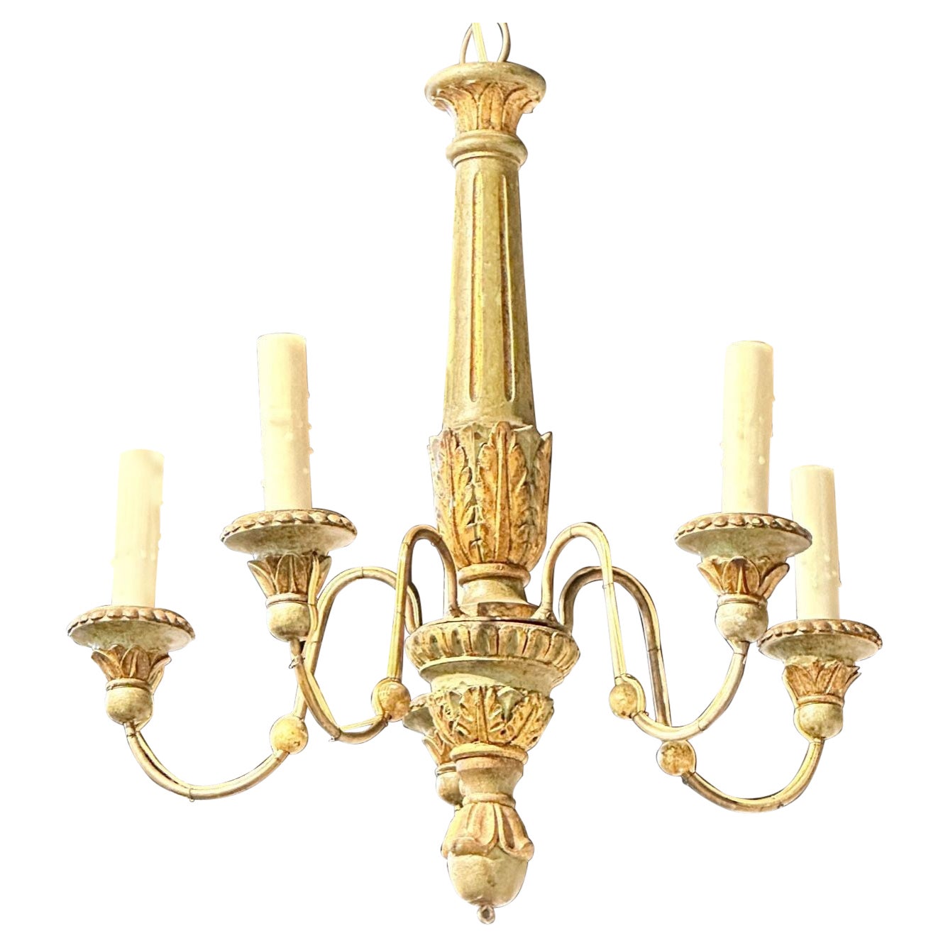 Early 20th Century Petite Italian Parcel Giltwood Chandelier For Sale