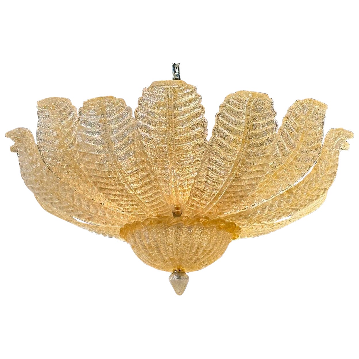 Modern Murano Gold "Granola" Glass Flush Mount Chandelier For Sale