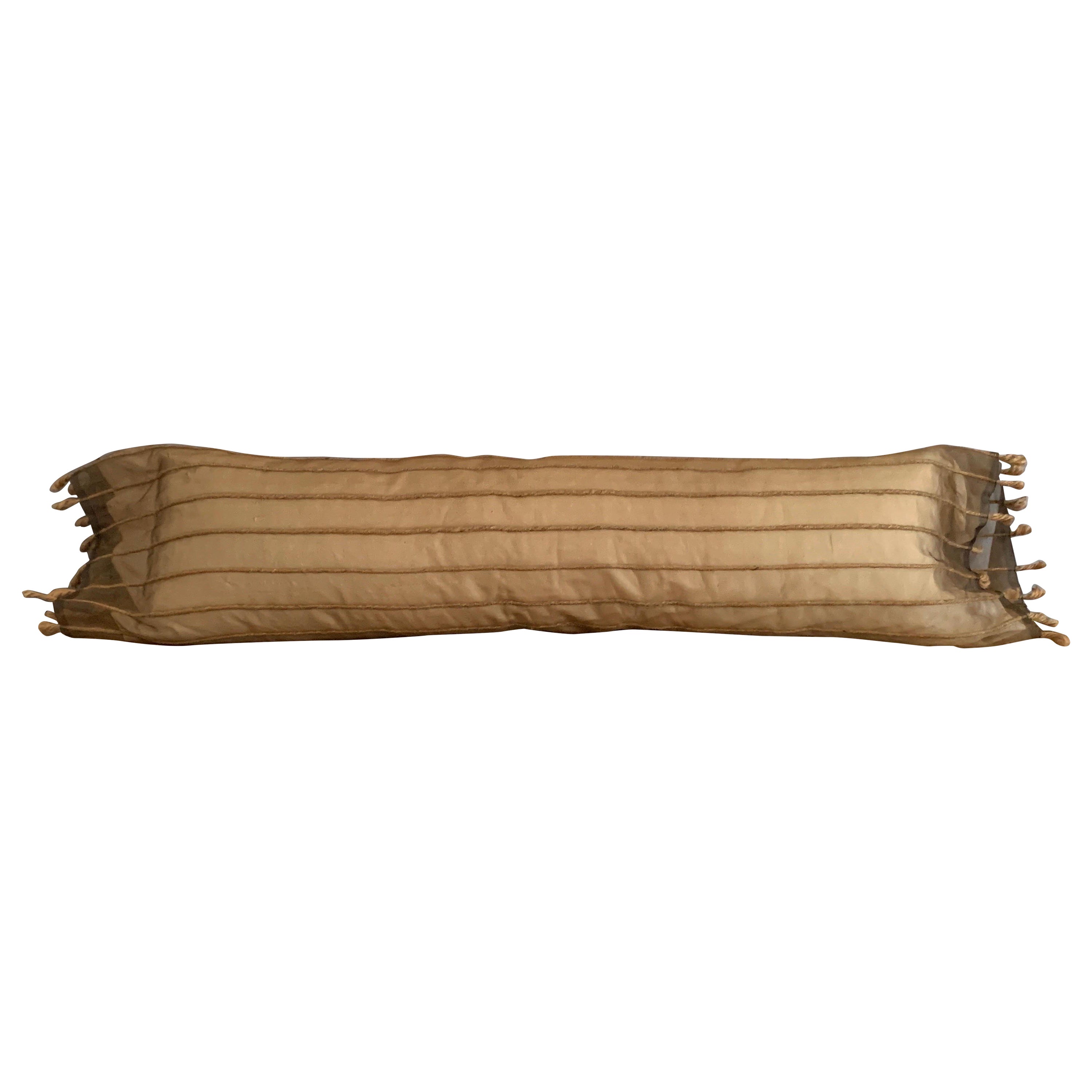 Embroidered Raw Silk and Organza Long Body Roll Pillow from Luxe Bedding Set For Sale