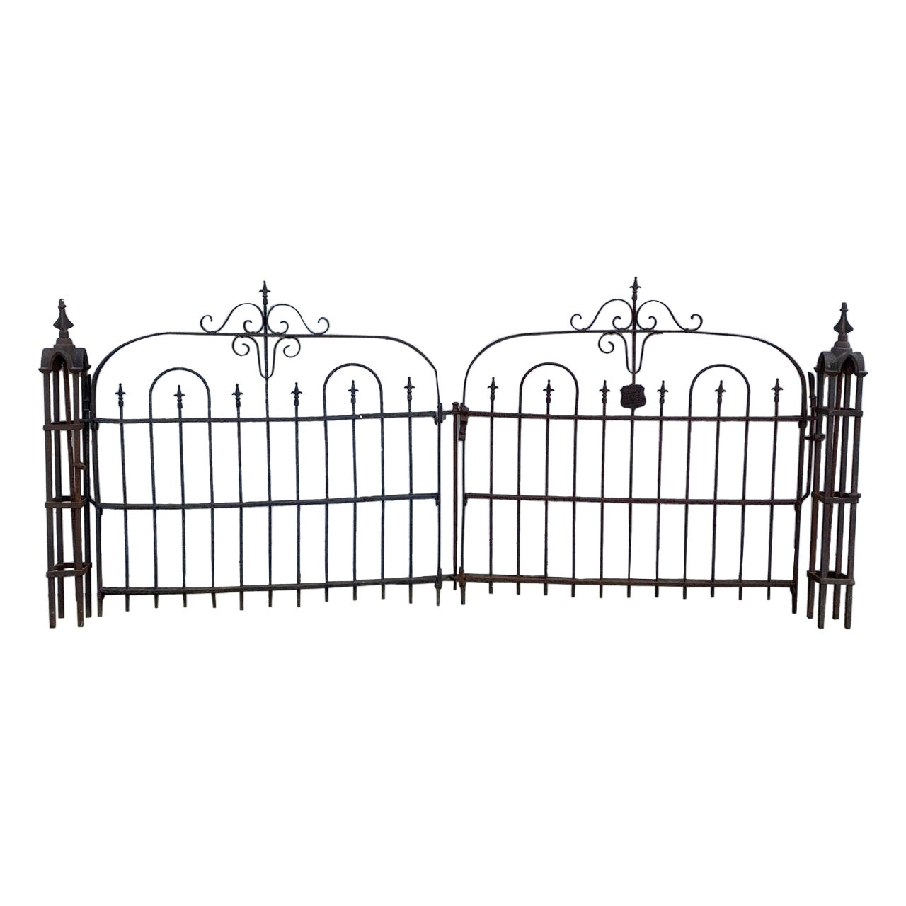 Charming 19th Century Antique Wrought Iron Garden Gate with Original Name Plate 