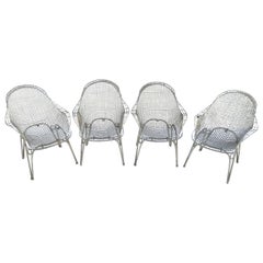 Ensemble de quatre fauteuils en fer de jardin italiens, vers 1950