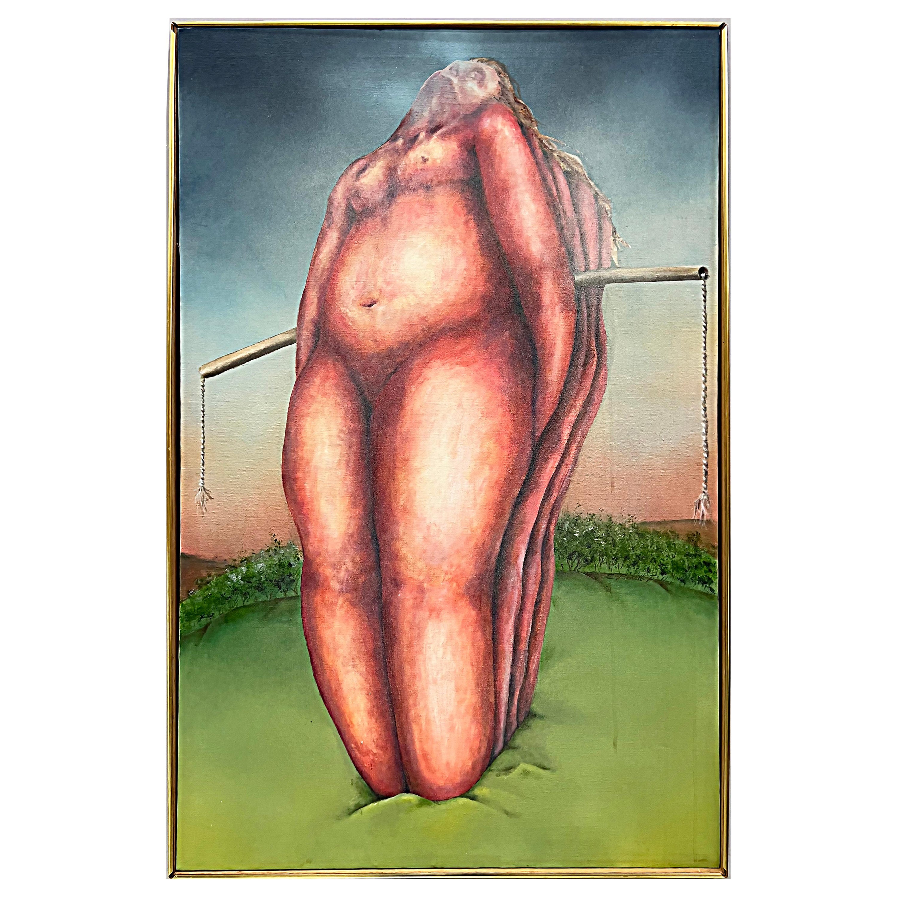Large Vintage Fuller C. Pickett Surrealist Nude Oil Painting on Canvas For Sale