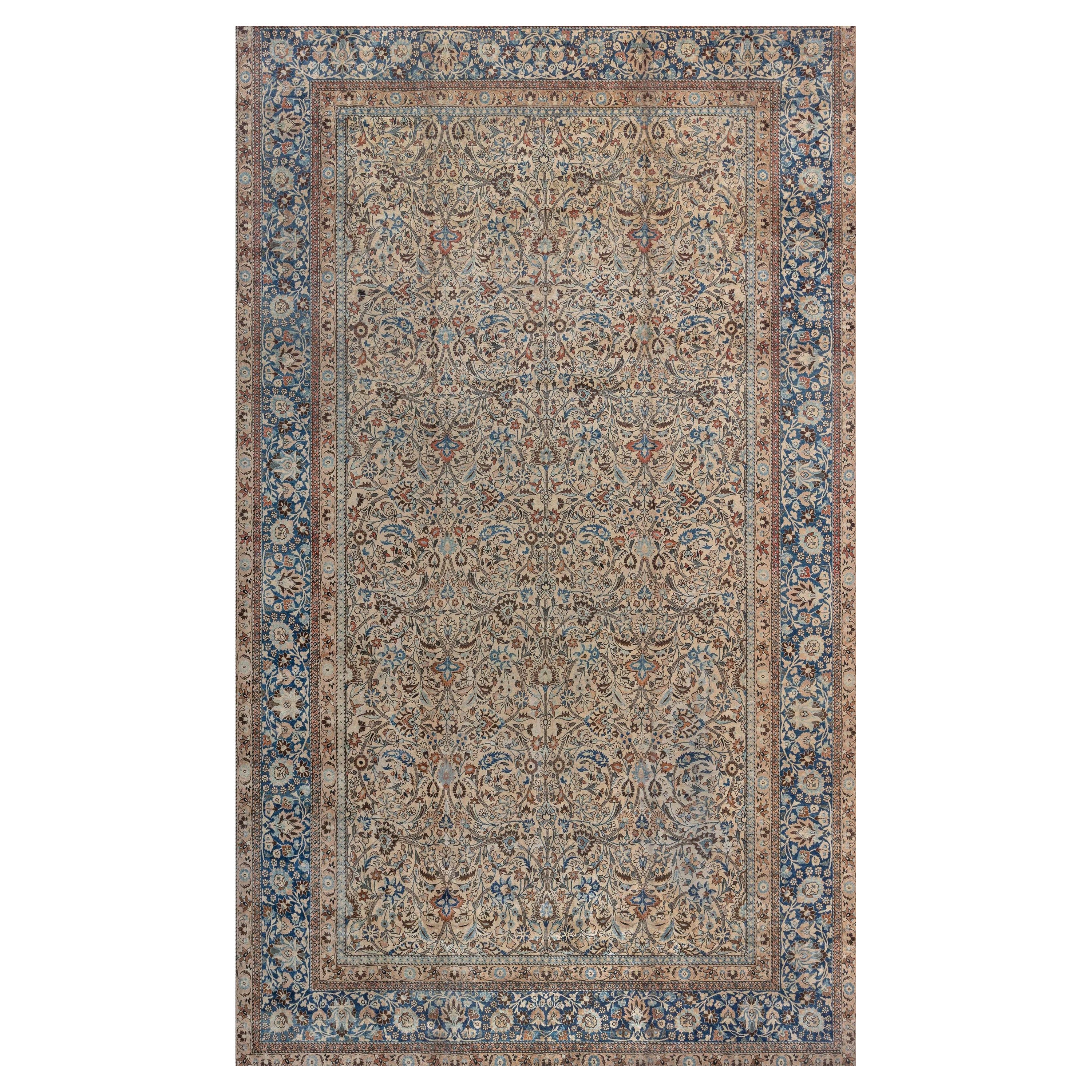 Antique Persian Khorassan Botanic Handmade Wool Rug For Sale