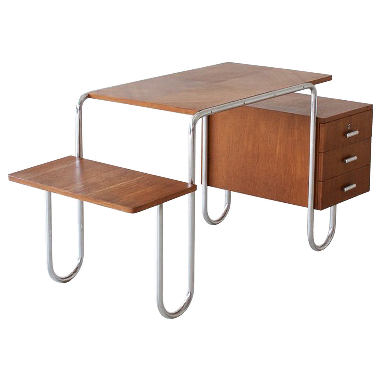 Bauhaus Tubular Steel Desk by André Lurçat, Manufactured by Thonet, circa. 1935 For Sale