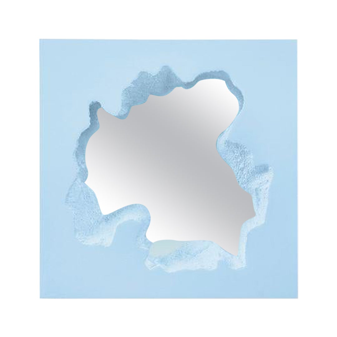 Gufram Broken Quadratischer Spiegel Blau von Snarkitecture, limitierte Auflage von 33 Stück