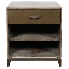 Interlude Nightstand in Parchment & Antiqued Brass
