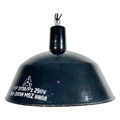 Lampe à suspension industrielle en émail bleu foncé d'EMAX, années 1960